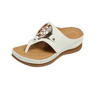 Sandali da donna taglia 7 con zeppa per donna estate 2025 infradito con plateau comodi supporto arco pantofole tacco aperto punta aperta all'aperto passeggiate spiaggia sandalo da donna, bianco, 39 EU