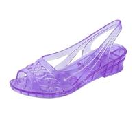 Sandali da donna trasparenti con zeppa bassa, aperti sul davanti, estivi, stile retrò, trasparenti, da spiaggia, casual, Viola, 37.5 EU