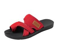 Sandali da donna traspiranti estivi, sandali leggeri in rete per una comoda spiaggia e a casa, ideali come scarpe per il tempo libero., Colore: rosso, 38 EU