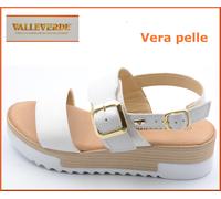 Sandali da donna VALLEVERDE in vera pelle con plateau regolabili bianchi estivi