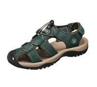 Sandali da passeggio da uomo a punta chiusa, per escursionismo, sport all'aria aperta, scarpe da pescatore, traspiranti, con levetta regolabile e suola robusta, Verde militare, 39 1/3 EU
