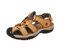 Sandali da passeggio da uomo a punta chiusa, per escursionismo, sport all'aria aperta, scarpe da pescatore, traspiranti, con levetta regolabile e suola robusta, Giallo, 42 1/3 EU