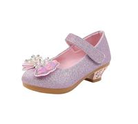 Sandali da Principessa Bambina Scarpe col Tacco Pantofole con Strass Fiocco Ciabatte Antiscivolo Infradito Punta Chiusura Sandalo Suola Morbida Sandali Eleganti Scarpette per Cerimonia Festa