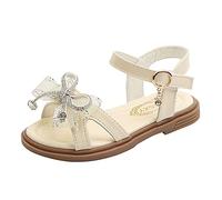 Sandali da principessa, da ragazza, con fiocco in rete, con fibbia regolabile, da spiaggia, antiscivolo, piatti, per bambini, bianco, 23 EU