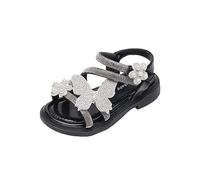Sandali da principessa per ragazze taglia 12 sandali a farfalla lucidi sandali con fiore elegante sandali luminosi con cinghie a diamante sandalo comfort fit suola morbida scarpe larghe scarpe piatte