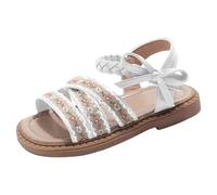 Sandali da ragazza 2026 per neonati, design floreale e fiocco, comode scarpe da gioco casual per esterni, per bambini dai 12 mesi ai 6 anni, beige., 21 EU