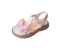 Sandali da ragazza, aperti, antiscivolo, leggeri, con suole morbide, casual, comodi, per bambini, con strass e fiocco, perfetti per le principesse, Colore: rosa., 27 EU