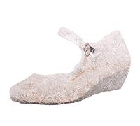 Sandali da ragazza con brillantini, antiscivolo, leggeri, per principessa, cosplay, alla moda, da spiaggia, tinta unita, sottili, eleganti, in cristallo, per feste di compleanno, carnevale, bianco, 30