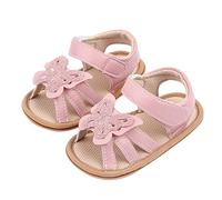 Sandali da ragazza con brillantini, traspiranti, antiscivolo, in tinta unita, casual, per bambini, leggeri e piatti, con paillettes, con fiocco, per l'estate, perfetti per le principesse, Colore: rosa