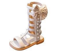 Sandali da ragazza con cerniera laterale Sandali da ragazza Scarpe da principessa Sandali romani primi passi, beige., 31 EU X-Stretta