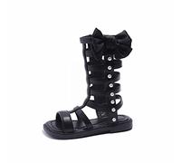 Sandali da ragazza con cerniera laterale Sandali da ragazza Scarpe da principessa Sandali romani primi passi, Nero , 30 EU X-Stretta