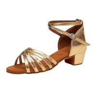 Sandali da ragazza con tacco - Sandali Peep Toe Tacchi alti, comode scarpe da ballo alla moda, suola morbida, scarpe da ballo da principessa, con cinturino regolabile con fibbia, gold, 31 EU