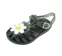 Sandali da ragazza in gelatina taglia 10, sandali a punta chiusa, sandali estivi glitterati, sandali estivi con fiore scavato fuori sandalo romano trasparente piatto scarpa da acqua antiscivolo suola