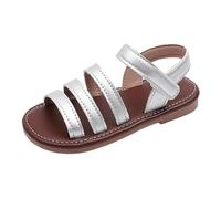 Sandali da ragazza, minimalista, con zero drop, piatti, da principessa, leggeri, da trekking, comodi, estivi, traspiranti, da spiaggia, per tutti i giorni, argento, 27 EU