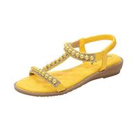 Sandali da spiaggia bohémien per le donne estive Roma casual retrò con strass stringa Getaway Bead sandali piatti elastico cinturino alla caviglia sandali leggeri eleganti scarpe comode per vacanze