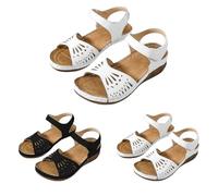 Sandali da spiaggia da donna, con plateau, sandali estivi da donna, in pelle, traspiranti, comodi, per attività all'aperto, con fibbia, per il tempo libero, bianco, 40 EU