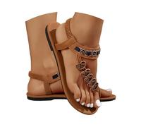 Sandali da spiaggia da donna, eleganti e comodi, infradito bohémien, sandali bassi estivi, alla moda, sandali romani, ortopedici, morbidi, aperti, per vacanze e spiaggia