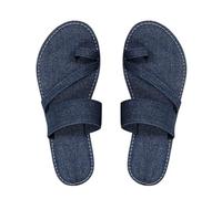 Sandali da spiaggia da donna, eleganti, piatti, comodi, divisori in tinta unita, leggeri, vintage, traspiranti, estivi, con tacco piatto, antiscivolo, sandali romani, BU1, 43 EU