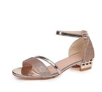 Sandali da spiaggia da donna Hollow Casual pantofole scarpe piatte sandali retrò pacchetto donna sandali tacco comodi sandali da spiaggia donna, Oro, 6 UK 3X-Narrow