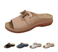 Sandali da spiaggia da donna, impermeabili, antiscivolo, in pelle PU, traspiranti, con punta rotonda, aperte, comode e leggere, di grandi dimensioni, Colore: rosso, 42 EU