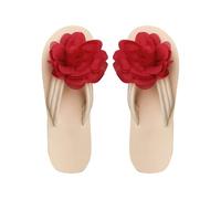 Sandali da spiaggia da donna, leggeri, infradito da donna, con fiori, per interni ed esterni, sandali da bagno, comodi, estivi, grandi dimensioni, aperti, per le vacanze, Colore: rosso, 40 EU