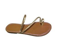 Sandali da Spiaggia da Donna Pantofole Casuali vuote Scarpe Piatte Sandali retrò Sandali Estivi (Gold, 38)