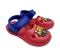 Sandali da spiaggia FC Barcelona, per bambini e bambine, 100% EVA, leggeri e comodi, chiusura regolabile con velcro, colore rosso e blu, con stemma FCB, per estate e piscina