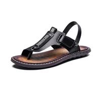 Sandali da Spiaggia in Pelle, Sandali Ortopedici da Uomo Slip-on Taglie Forti con Supporto Plantare per L'alluce Valgo, Infradito Sportive Impermeabili A Due Usi, per L'Arco Plantare(Black,40 EU)