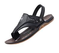 Sandali da Spiaggia Leggeri da Uomo Regolabili per La Correzione Dell'alluce Valgo con Supporto Plantare, Infradito Estive Antiscivolo in Pelle Bovina Multiuso, per La Separazione delle(Black,42 EU)