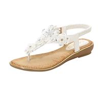 Sandali da spiaggia Piatta ed elegante Chic Leggero Confortevole Traspirante Grandi Dimensioni Casual Scarpe Punta Aperta Elegante Antiscivolo Moda Nudo Piedi Sandali, bianco, 42 EU