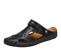 Sandali Da Spiaggia Regolabili In Pelle Con Punta Chiusa Per Uomo | Scarpe Spiaggia Leggere Per Trekking E Passeggiate, Scarpe Casual Romane Da Uomo Slip-on