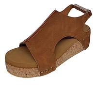 Sandali da Spiaggia Zeppe con Zeppa Alto Lacci Casual Ciabatte Plateau Basso, Estive Sandali Zeppa Eleganti con Tacco Chiuse Sandalo Comode (Colore : Brown, Size : 10)