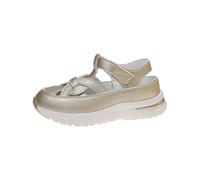 Sandali da trekking da donna con plateau e suola morbida, sandali anteriori chiusi, da donna, per attività all'aria aperta, traspiranti, con zeppa, in ecopelle, casual, comodi da trekking, gold, 40 EU