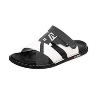 Sandali da uomo 2 in 1 con punta aperta a blocchi di colore Pantofole scivolo antiscivolo Scarpe spiaggia design a contrasto Scivoli estivi moda Calzature casual esterno