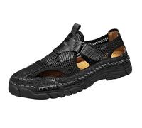 Sandali da uomo, a punta chiusa, sandali da uomo larghi in rete, ortopedici, scarpe casual con supporto per arco plantare, traspiranti, leggere, pantofole da passeggio antiscivolo da pescatori, Nero