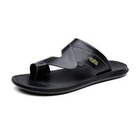 Sandali da Uomo alla Moda Antiscivolo Piatti E Correttivi Sandali in Pelle per Alluce Valgo, Infradito Estive Traspiranti Morbide E Resistenti, per Fascite Plantare, Correzione Piede(Black,42 EU)