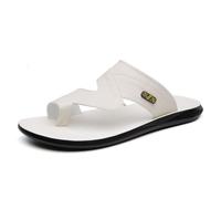 Sandali da Uomo alla Moda Antiscivolo Piatti E Correttivi Sandali in Pelle per Alluce Valgo, Infradito Estive Traspiranti Morbide E Resistenti, per Fascite Plantare, Correzione Piede(White,47 EU)