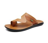 Sandali Da Uomo Alla Moda Antiscivolo Piatti E Correttivi Sandali In Pelle Per Alluce Valgo, Infradito Estive Traspiranti Morbide E Resistenti, Per Fascite Plantare, Correzione Piede(Light brown,42 EU