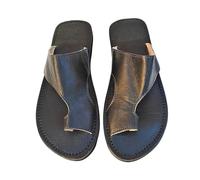 Sandali da Uomo Casual Estivi in Pelle con Anello per Le Dita dei Piedi, Correttori per L'alluce Valgo, Infradito con Punta Quadrata E Punta A Bocca Pesce Cava Anteriore Posteriore(Black,45 EU)