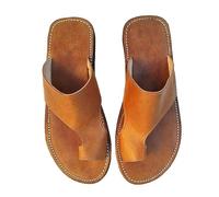 Sandali da Uomo Casual Estivi in Pelle con Anello per Le Dita dei Piedi, Correttori per L'alluce Valgo, Infradito con Punta Quadrata E Punta A Bocca Pesce Cava Anteriore Posteriore(Brown,42 EU)