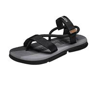 Sandali da uomo comodi sandali in pelle da uomo alla moda punta piatta infradito da spiaggia alla moda infradito da spiaggia scarpe da trekking, Nero , 39 2/3 EU