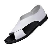 Sandali da uomo con cinturino incrociato in pelle, scarpe eleganti a punta aperta, calzature estive casual, antiscivolo, spiaggia, taglie forti, romane