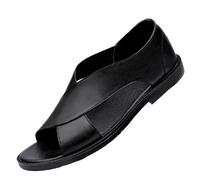 Sandali da uomo con cinturino incrociato in pelle, scarpe eleganti a punta aperta, calzature estive casual, antiscivolo, spiaggia, taglie forti, romane