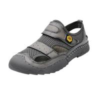Sandali da uomo in pelle, chiusi, da spiaggia, scavati, estivi, con cinturino mobile, sandali da trekking, leggeri, per il tempo libero, grigio., 38 EU