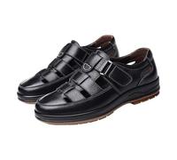 Sandali da uomo in pelle, estivi, traspiranti, antiscivolo, da trekking, comodi sandali da spiaggia, per campeggio, sport, uomini, lavoro, sandali traspiranti e ortopedici, Nero , 41 EU