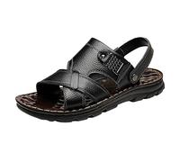 Sandali da uomo in pelle, scarpe estive da uomo, aperti, da spiaggia, leggere, per il tempo libero, da trekking, per attività all'aperto, con cinturino sul tallone, comodi sandali da escursionismo in