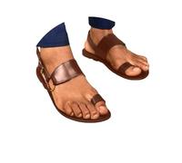 Sandali da Uomo in PU con Punta A Clip Sandali Piatti Correttore Alluce Infradito per Le Vacanze Estive All'Aperto sulla Spiaggia Pantofole Regolabile Casual Estivo