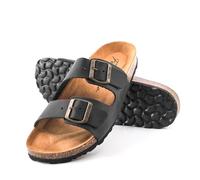 Sandali da uomo infradito in pelle Nobuk Bio anatomici comodi sughero naturale estivo traspirante antiscivolo zoccolo mules piscina pantofole spiaggia fibbie regolabili senza nichel EVA realizzate in