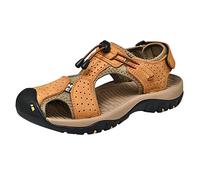 Sandali da uomo per attività all'aria aperta, in pelle, con punta chiusa, sandali sportivi, sandali da trekking, scarpe da trekking da uomo, scarpe estive chiuse, sandali sportivi, giallo., 44 EU