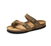 Sandali Da Uomo Per Esterni, Sandali Estivi Traspiranti Da Uomo Slip-on Per Alleviare L'alluce Valgo Con Cinturino Regolabile Con Fibbia In Metallo, Eleganti Infradito Ortopediche PU(Camel,45 EU)